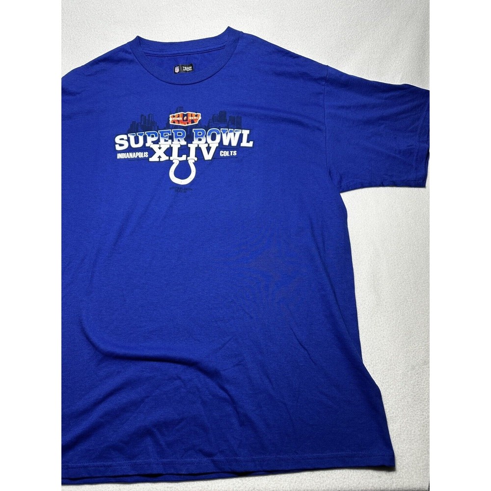 Super Bowl XLIV Indianapolis Colts Official NFL Team  T-Shirt Size XL Blue